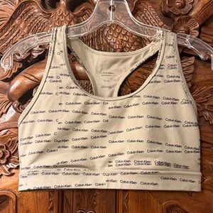 Calvin Klein Tan Logo Sports Bra Size Medium